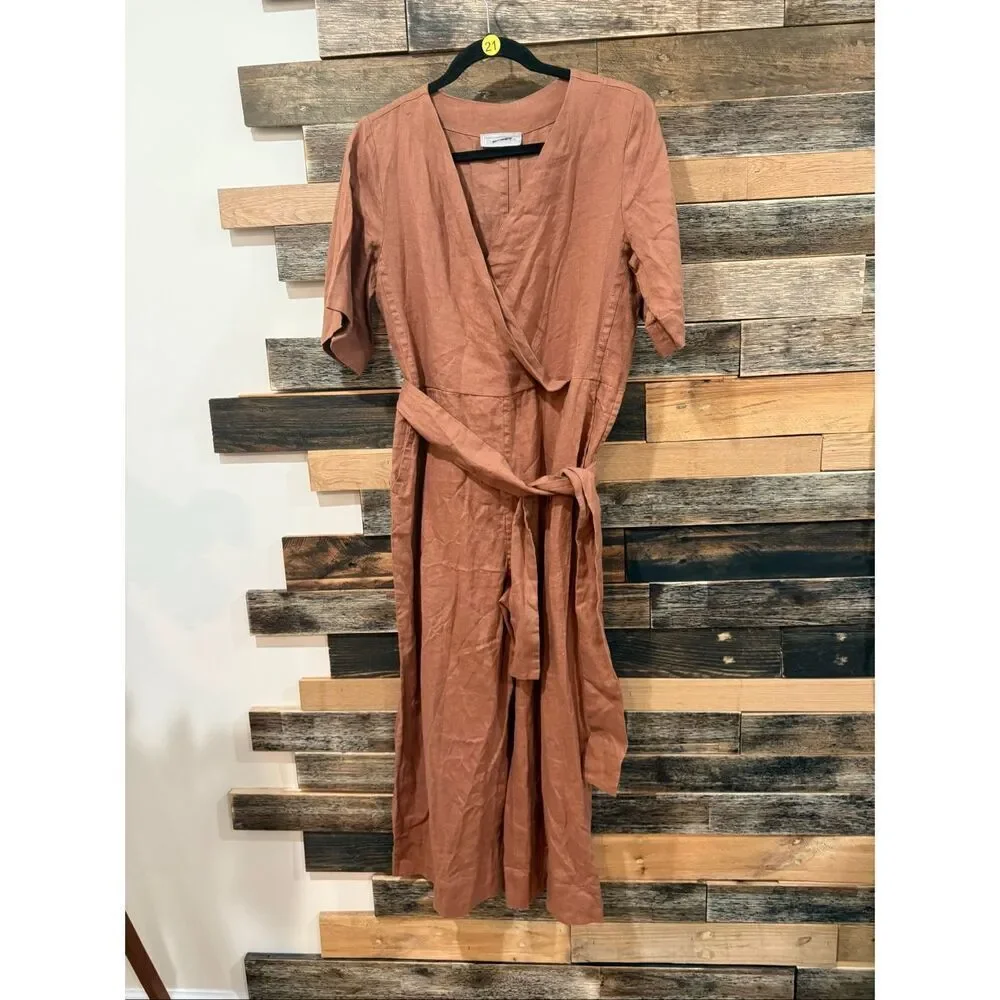 Everlane THE WRAP JUMPSUIT IN LINEN oversized boho lagenlook sz 2